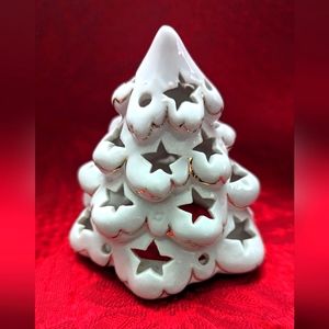 White Ceramic Tree Candle Holder